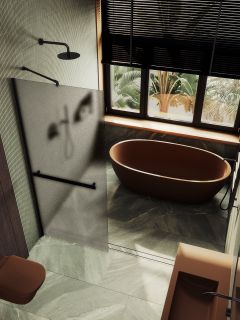 Душевая перегородка MaybahGlass MGD-728-6ш 79см чёрный